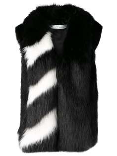 Off-White faux-fur stripe contrast gilet