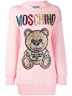 Moschino длинное худи с кристаллами и логотипом