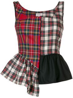 Isa Arfen check mix sleeveless top