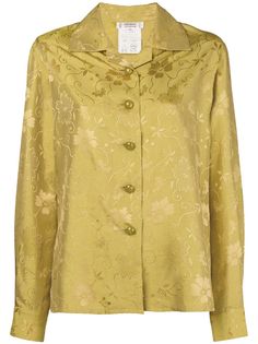 Yves Saint Laurent Pre-Owned рубашка жаккардовая с цветочным принтом