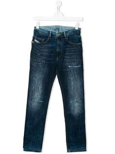 Diesel Kids джинсы кроя слим с эффектом потертости