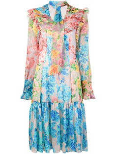 Blumarine платье с цветочным принтом и оборкой