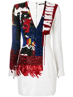 Balmain облегающее платье с вышивкой пайетками