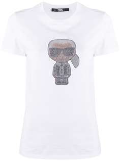 Karl Lagerfeld футболка Ikonik Karl со стразами