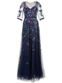 Marchesa Notte платье из тюля с вышивкой