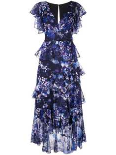 Marchesa Notte платье с цветочным принтом и оборками