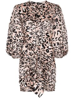 Alexandre Vauthier присборенное платье мини с леопардовым принтом