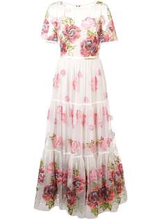 Marchesa Notte длинное платье с цветочным принтом