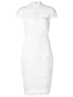 Tadashi Shoji платье с высоким воротником и вышивкой