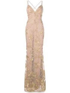 Marchesa Notte длинное платье с цветочным принтом