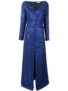 Nina Ricci платье в полоску с пайетками и эффектом металлик