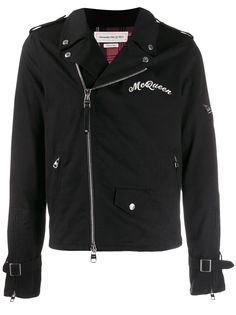 Alexander McQueen байкерская куртка с вышитым логотипом