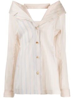 Nina Ricci рубашка в полоску с объемным воротником