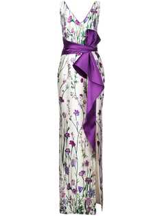Marchesa Notte платье с бантом и цветочным принтом