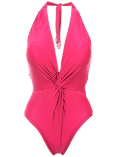 Martha Medeiros twisted detail halterneck swimsuit