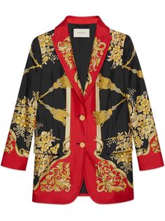 Gucci пиджак с принтом цветов и кисточек