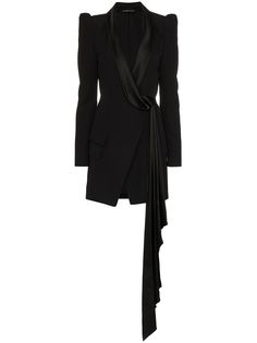 Alexandre Vauthier платье с сатиновыми лацканами и V-образным вырезом