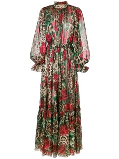 Dolce & Gabbana леопардовое платье макси с принтом