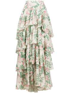 Giambattista Valli юбка с оборками и цветочным принтом