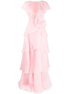 Blumarine платье макси с короткими рукавами и оборками