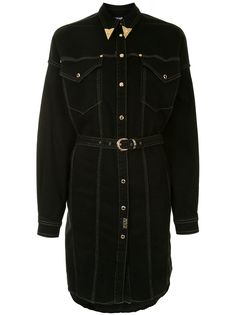 Versace Jeans Couture платье-трапеция с декорированным воротником и поясом