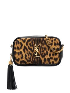 Saint Laurent мини-сумка Toy Loulou с леопардовым принтом