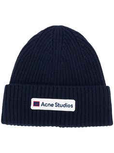 Acne Studios шапка бини с нашивкой-логотипом