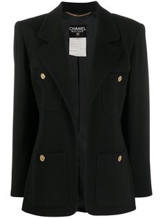 Chanel Pre-Owned блейзер 1990-х годов без застежки с карманами