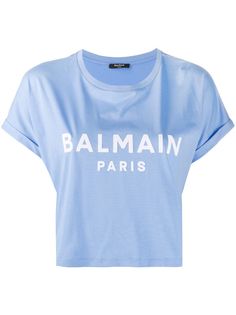 Balmain укороченная футболка с логотипом