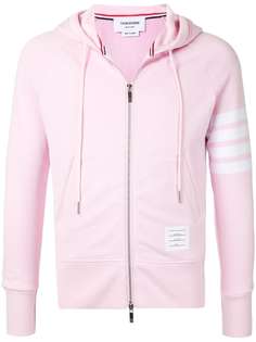 Thom Browne 4-BAR LIGHT PINK LOOP BACK FULL ZIP HOODIE