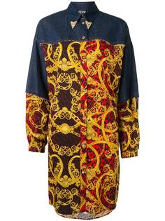 Versace Jeans Couture платье-рубашка с контрастными вставками и принтом Baroque