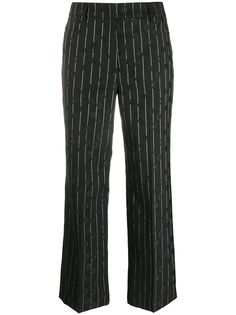 McQ Alexander McQueen брюки в тонкую полоску с цветочной вышивкой