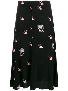 McQ Alexander McQueen юбка миди с принтом