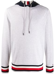 Tommy Hilfiger knitted striped-hem hoodie
