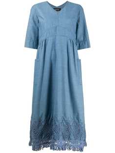 Zucca расклешенное платье из ткани шамбре