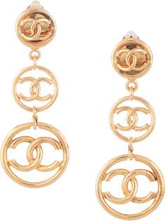 Chanel Pre-Owned серьги-подвески с логотипом CC