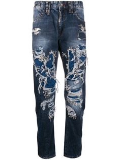 Philipp Plein джинсы прямого кроя с эффектом потертости