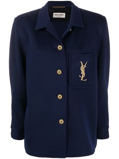 Saint Laurent куртка-рубашка с вышитыми логотипом