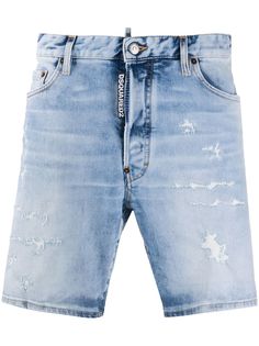 Dsquared2 джинсовые шорты 1964 с эффектом потертости