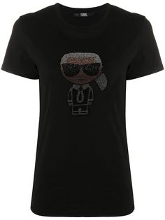 Karl Lagerfeld футболка Ikonik Karl со стразами