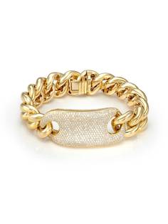 SHAY 18K yellow gold jumbo link diamond tag bracelet