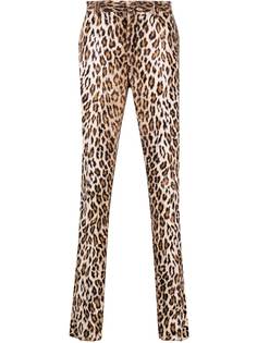 Versace прямые брюки с леопардовым принтом