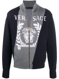 Versace джемпер вязки интарсия на молнии