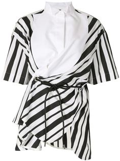 Sacai striped drawstring-waist shirt