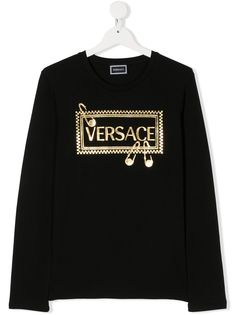 Young Versace топ с длинными рукавами и логотипом