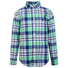 Рубашка Ralph Lauren размер 92, зеленый/синий