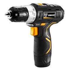 Аккумуляторная дрель-шуруповерт DEKO GCD12DU3 Li-Ion 1.5 А·ч 12 В х1 коробка 32 Н·м черный/желтый