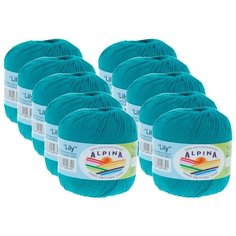 Пряжа Alpina Lily, 100 % хлопок, 50 г, 175 м, 10 шт., №139 бирюзовый