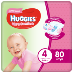 Huggies подгузники Ultra Comfort для девочек 4 (8-14 кг) 80 шт.