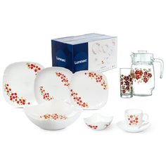 Столовый сервиз Luminarc Lotusia Armeria 46 предметов N7989 белый/прозрачный/красный